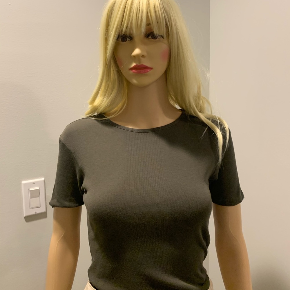 FALNY olive green fitted cotton tee - Picture 1 of 4